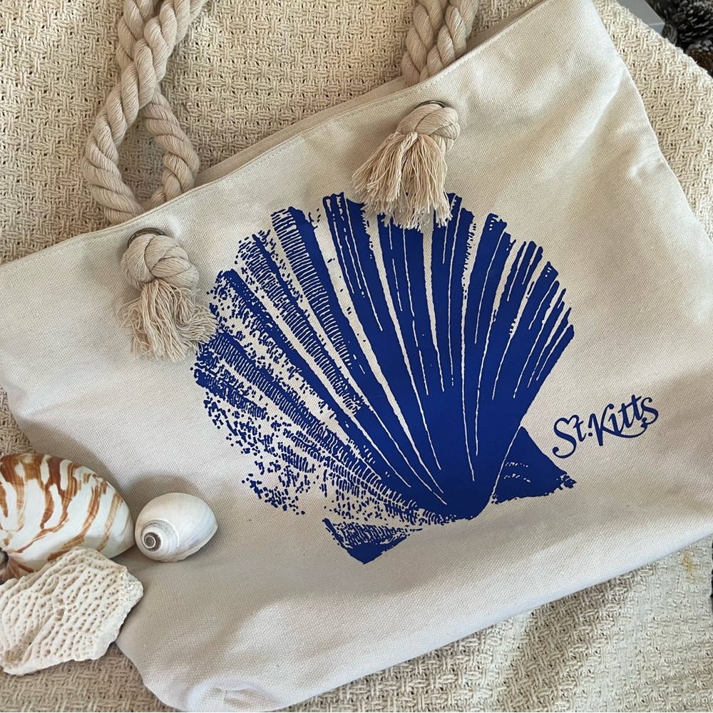Large Blue Shell St Kitts Tote Bag
